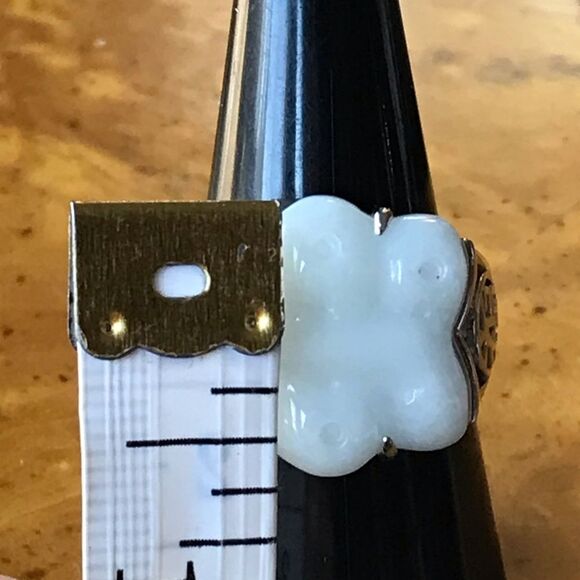 Natural Jade Sterling Silver Ring Discounted Size 9 - Picture 5 of 9